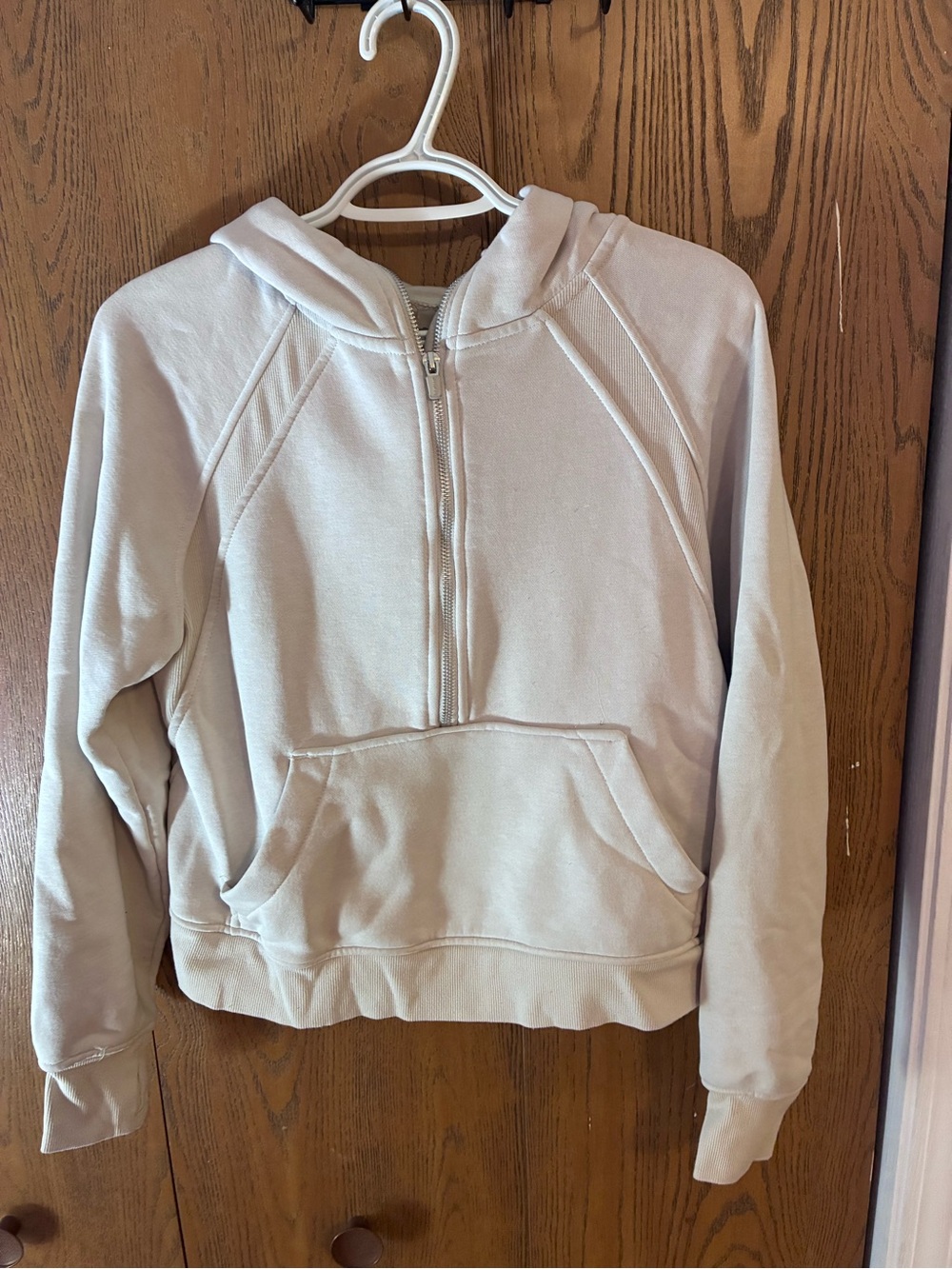 Danskin Light Beige Half-Zip Hooded Sweatshirt